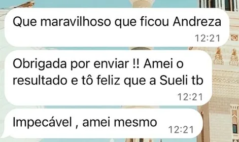 Mensagem de cliente elogiando o resultado de um serviço da Interiores Decora